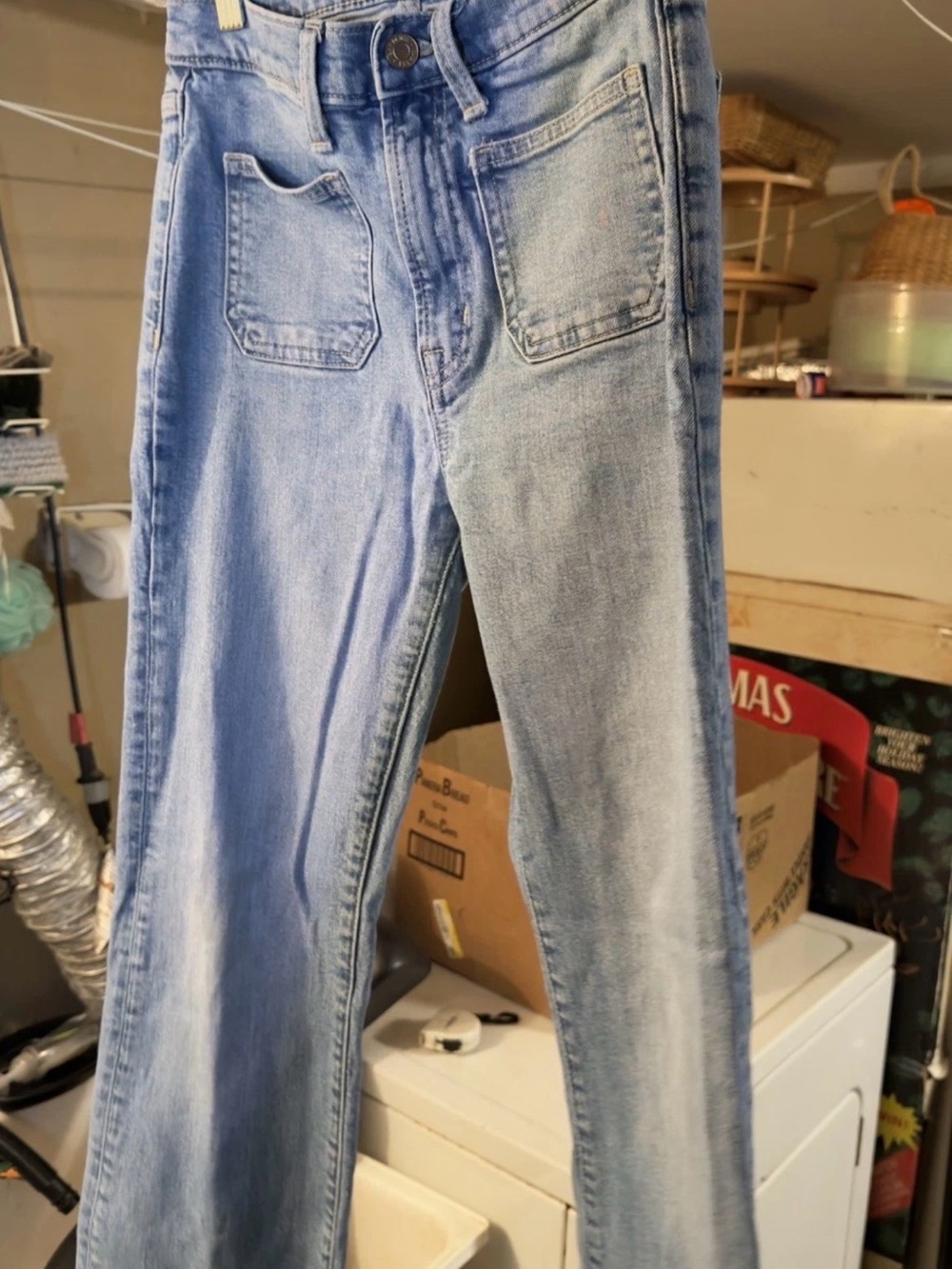 GAP Light Blue Wide-Leg Jeans with Front Patch Pockets size 0/25R